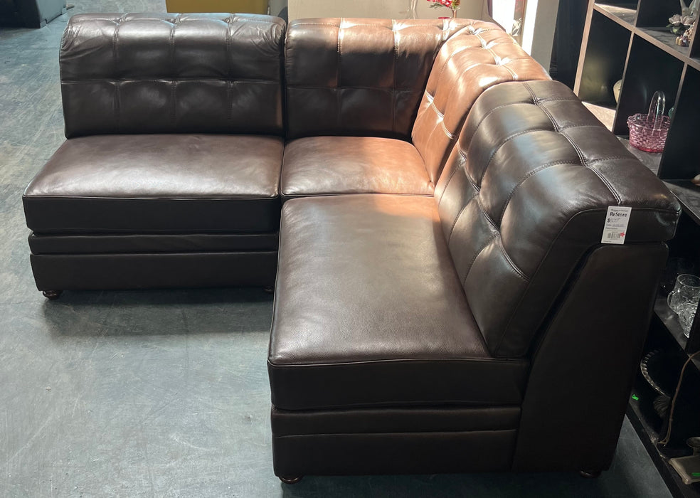 3-Piece Brown Leather Sectional (new)