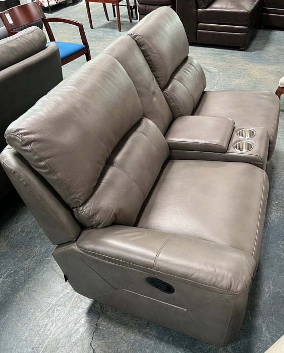 Grey Leather Reclining Sectional Piece (new)