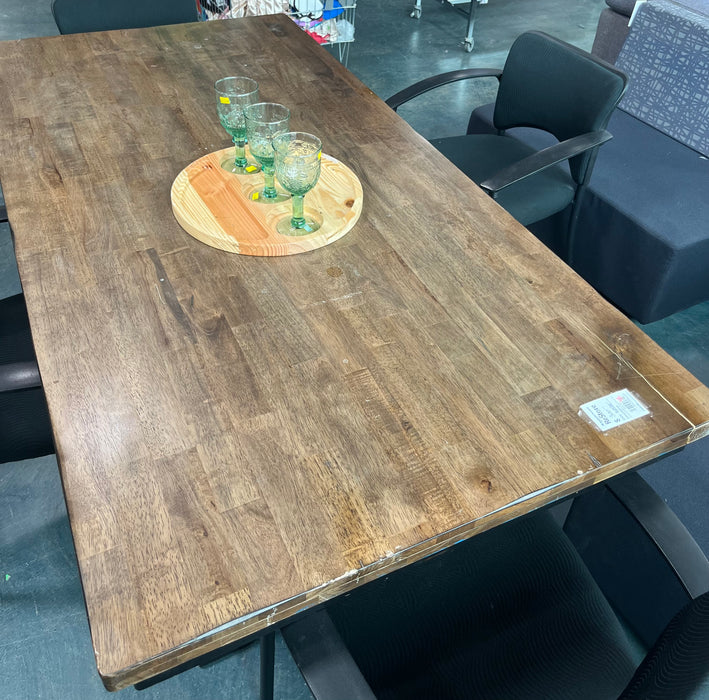 Brown and Black Wood Dining Table