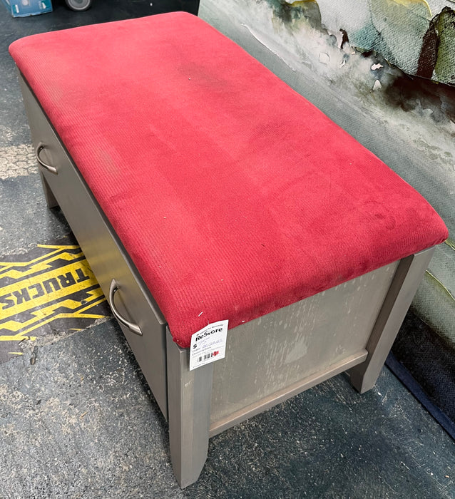 Red and Grey Storage Ottoman