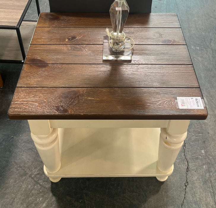Wood and Cream Side Table
