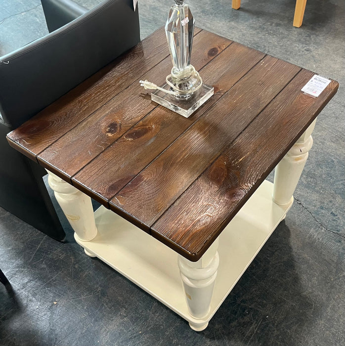 Wood and Cream Side Table
