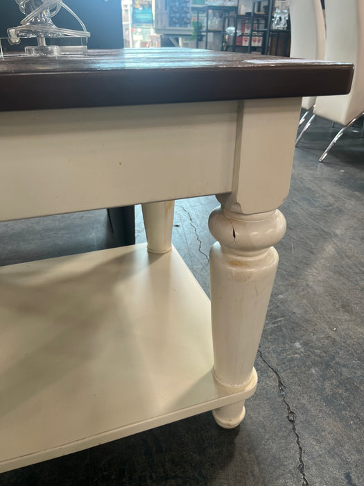 Wood and Cream Side Table