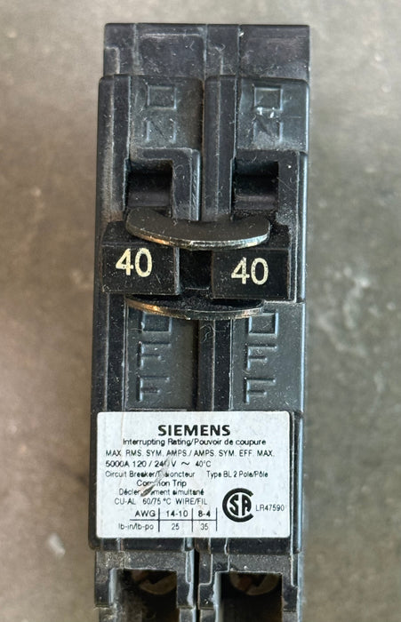 Siemens 40A 2 Pole 120/240V Blue-Line Breaker