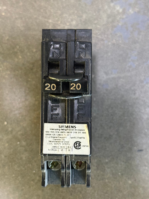 Siemens 20A 2 Pole 120/240V Blue-Line Breaker