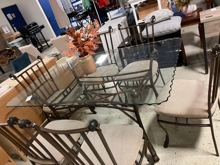 7-piece glass top dining set (used)