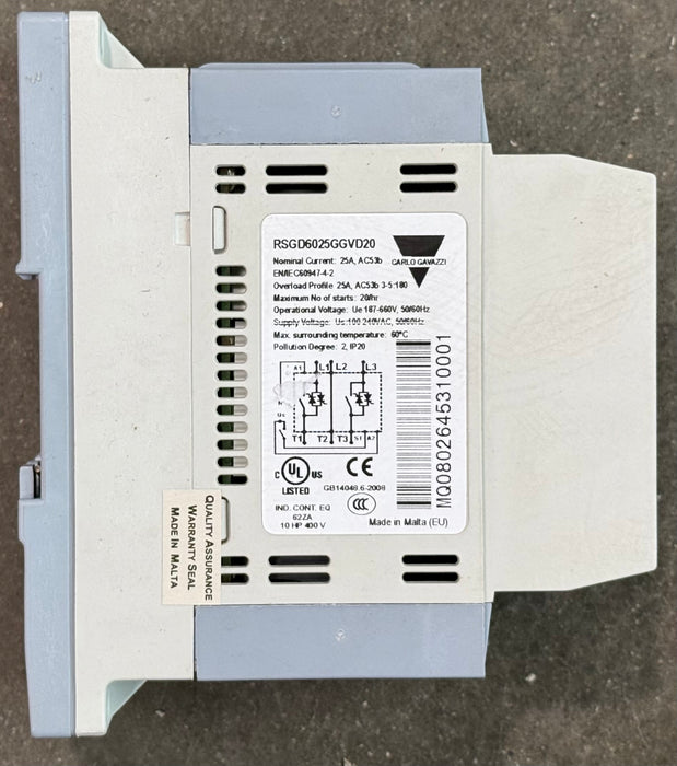 Carlo Gavazzi 2PH Soft Starter 220-600V 25A (new)