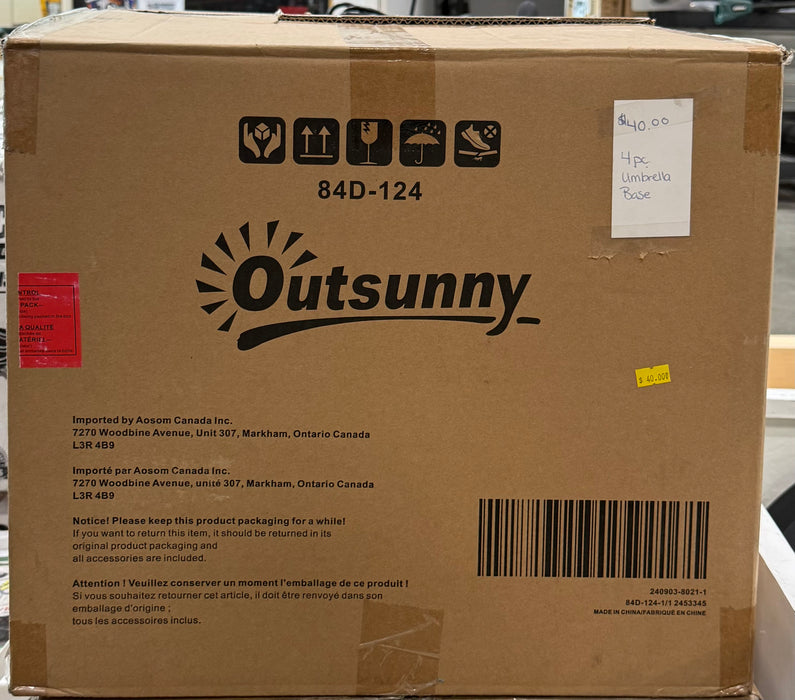 Outsunny 4pc Patio Umbrella Circular Base (new)