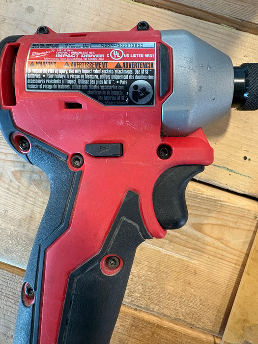 Milwaukee Tool M18 Compact Brushless 1/4" Hex Impact Driver (Tool-Only) (USED)