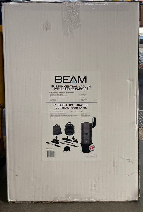BEAM Central Vacuum with carpet care kit, Model 345, 655 AW, Powerful Suction, premium Power nozzle (new)