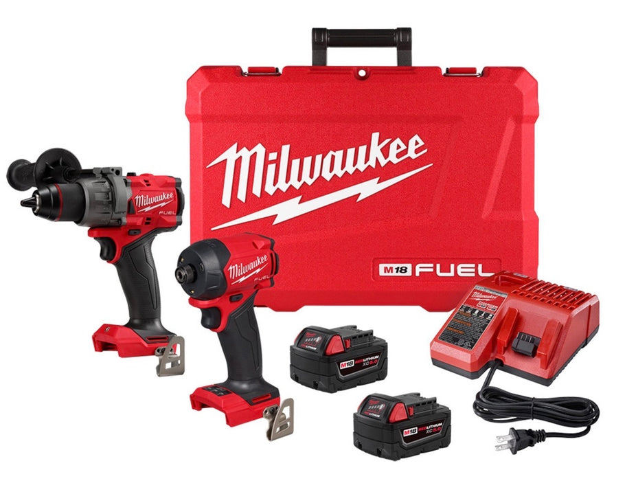 Milwaukee Tool M18 FUEL 18V Li-Ion Brushless Hammer Drill & SURGE Impact Driver Combo Kit w/ (2) 5.0 Ah Battery (NEW)
