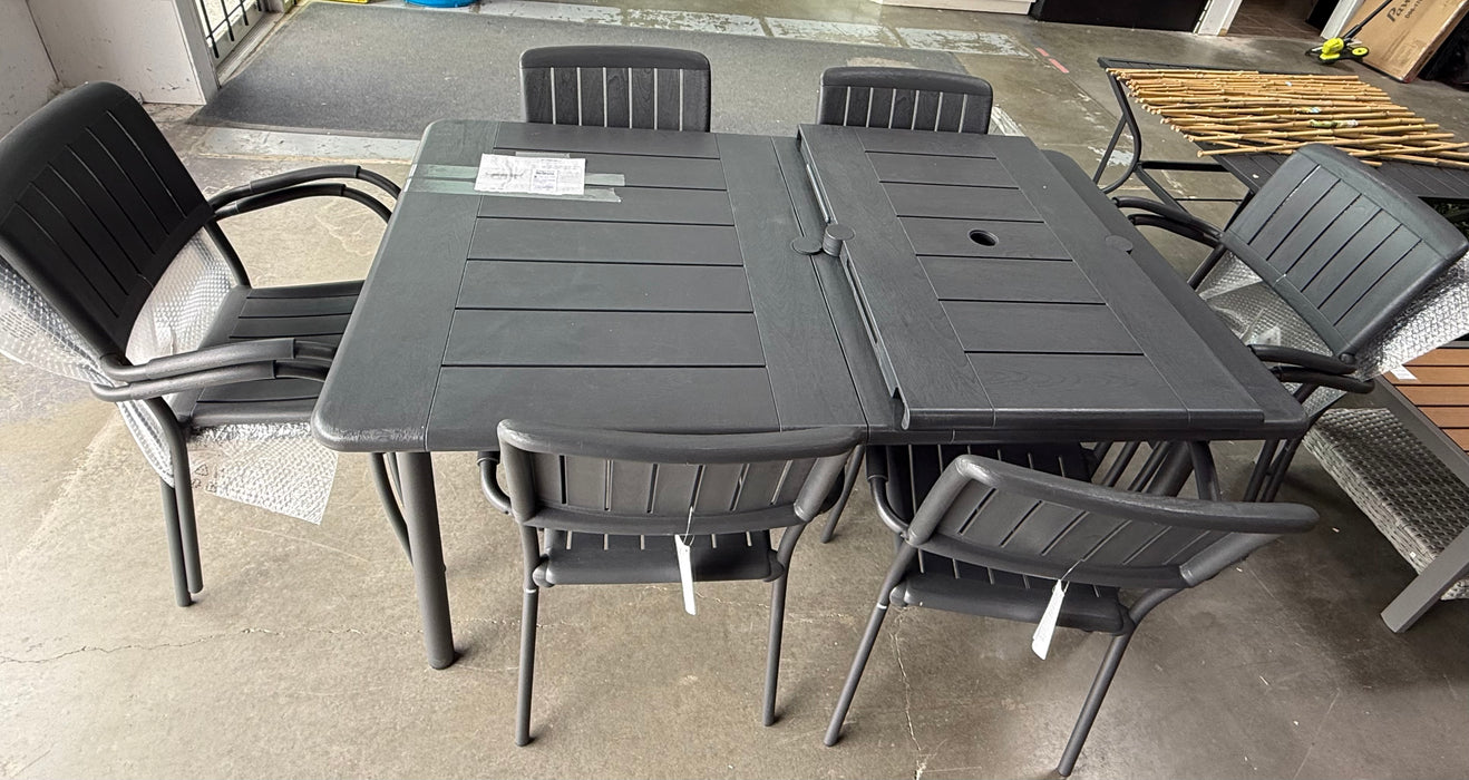 Nardi Maestrale Patio Dining Table with 8 Musa Armchairs in Charcoal (new)