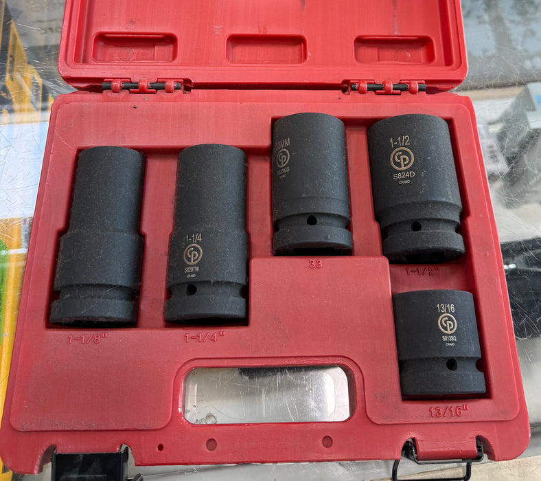 Chicago Pneumatic Tool SS8205WS 1-Inch Drive 5-Piece Wheel Service SAE and Metric Impact Socket Set