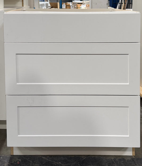 Edson 30 W x 35 H x 25 D Assembled Kitchen 3-Drawer Base Cabinet, White (new)