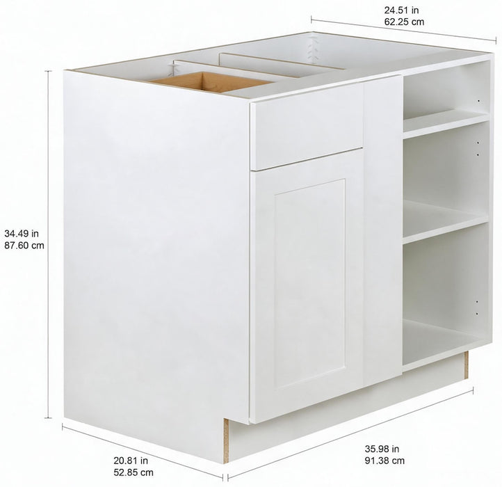 Edson 36 W x 35 H x 25 D Assembled Kitchen Corner Base Cabinet, White