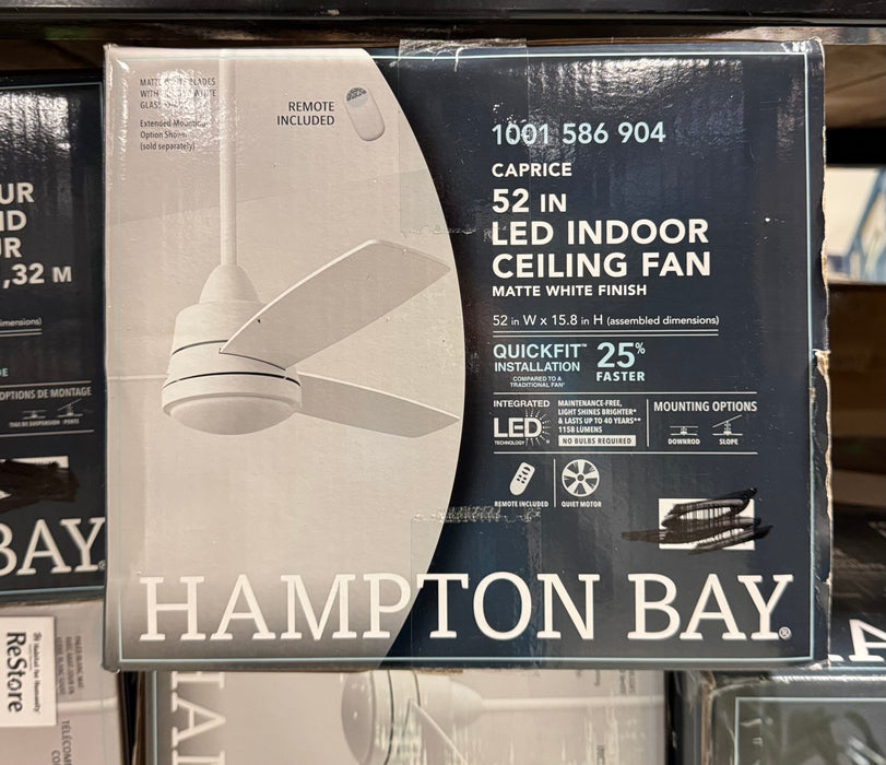 52-inch Indoor Matte White Ceiling Fan
