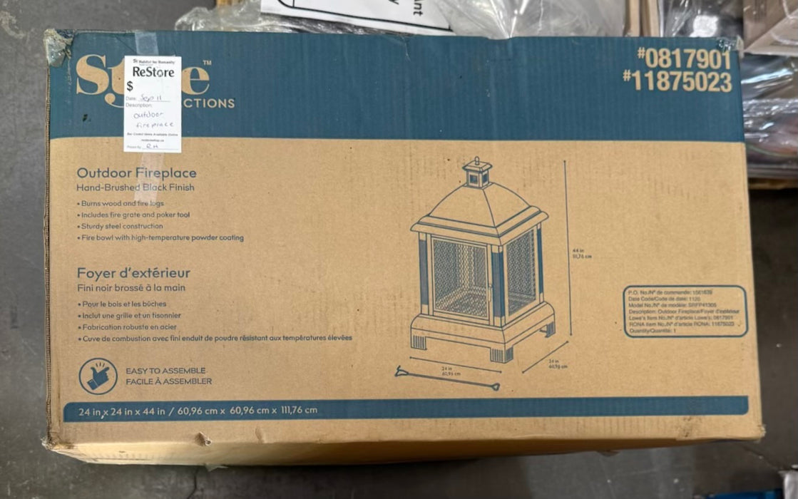 Style Selections Steel Outdoor Fireplace - 24 x 44-in - Black (new)
