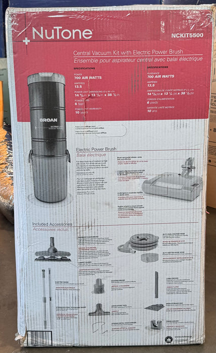 Nutone 700 Air Watt Central Vacuum System with Electric Power Brush (new)