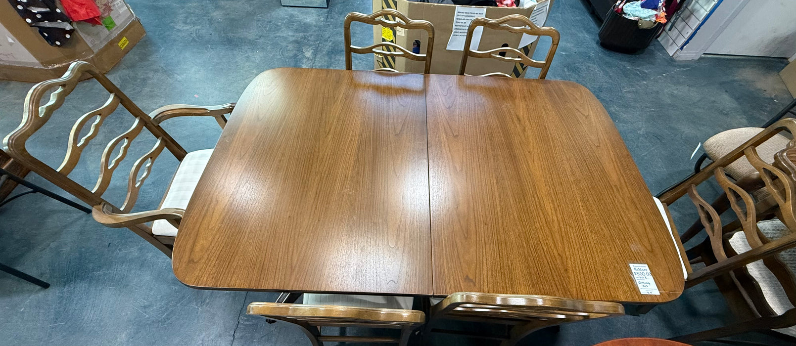 Brown Dining Table Set with 6 Chairs (used)