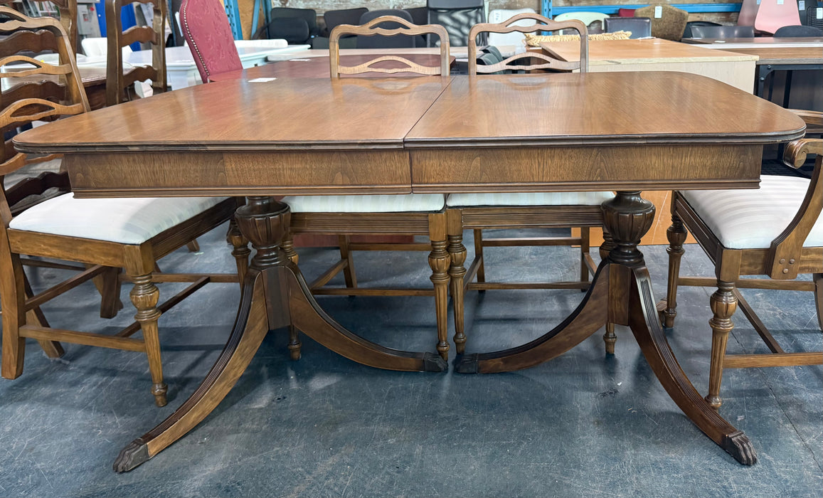Brown Dining Table Set with 6 Chairs (used)