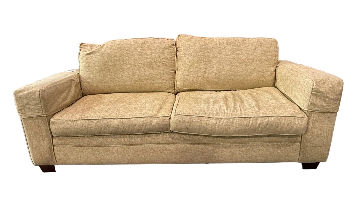 Contemporary Textured Fabric Loveseat – Neutral Beige (used)