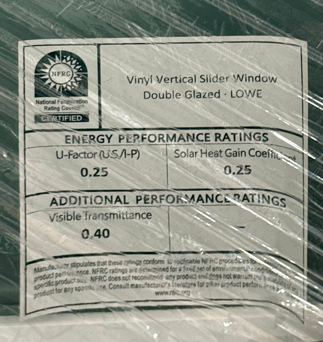 Single-Hung 24x36 Vinyl Window - Double Obscure Frost Glass & Low-E (new)