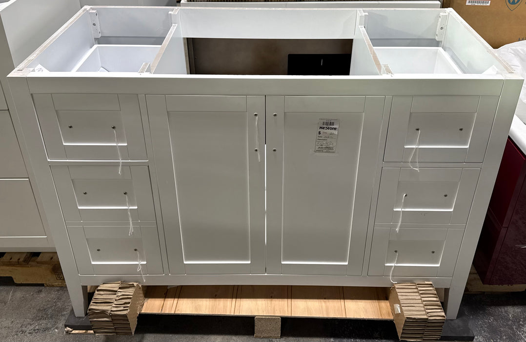 Ellia 48-inch W x 20-inch D 2-Door & 6-Drawer Whitey Wood Bathroom Vanity (Minor Damage)