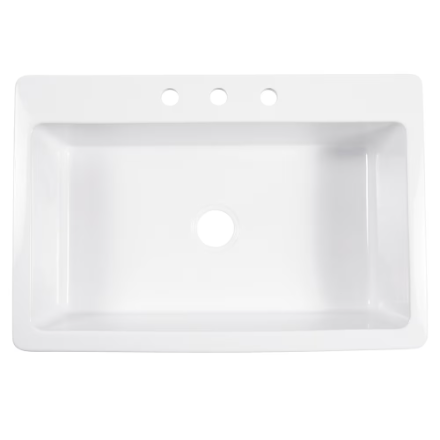 Sinkology Jackson Crisp White Fireclay 33" Single Bowl Drop-In Kitchen Sink
