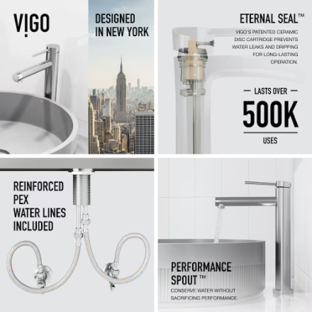 VIGO Jewel 11 in. Single Hole Single Handle Vessel Bathroom Faucet in Brushed Nickel (New)
