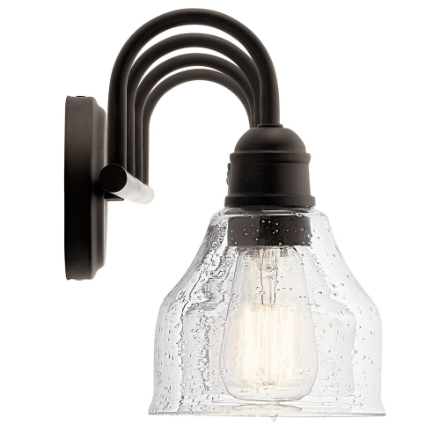 Kichler Avery 4-Light Olde Bronze Vanity Light with Clear Seeded Glass (New)