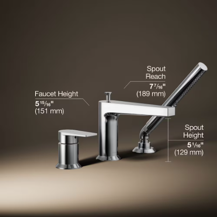 KOHLER Taut Single-Handle Deck-Mount Roman Tub Faucet with Handshower