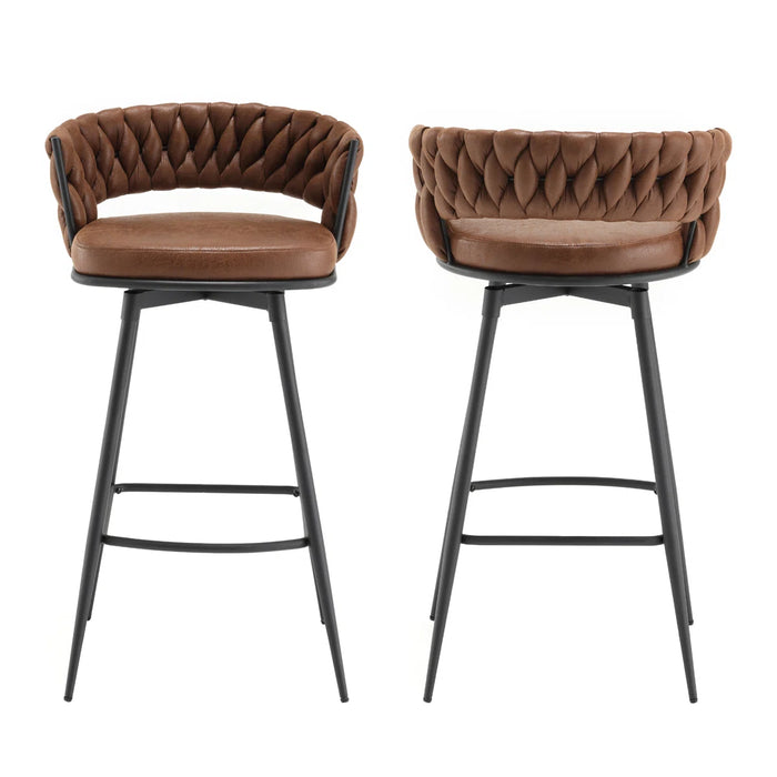 Kymberlynn Swivel Upholstered Low Back Bar & Counter Stool With Metal Frame - Seat Height Counter Stool (26.6 Seat Height), Upholstery Brown - 9009-Brown-26inch