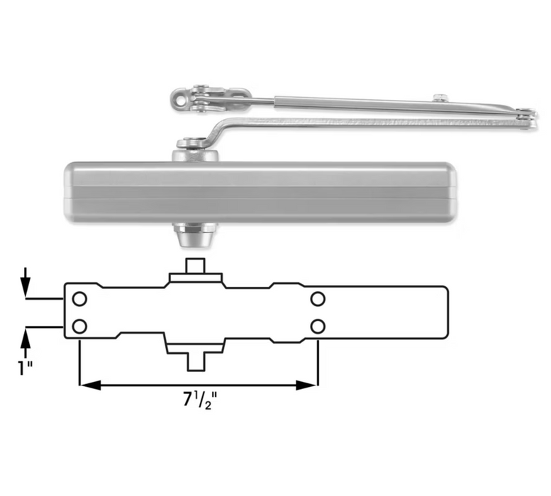 LCN 4111-EDA-689 Surface Door Closer, Extra Duty Arm, Push Side Parallel Arm Mounting, Aluminum Painted Finish (New)