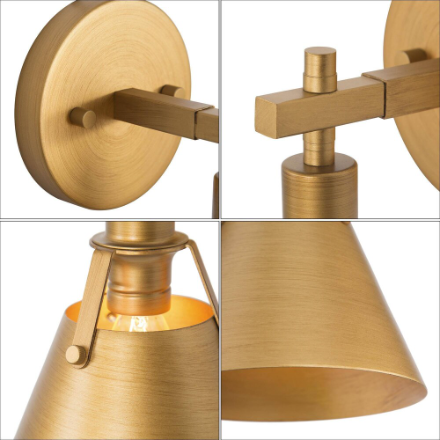 LNC Brushed Gold Vanity Light, 1-Light Modern Bathroom Sconce with Bell Shade Traditional Wall Light (New)
