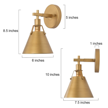 LNC Brushed Gold Vanity Light, 1-Light Modern Bathroom Sconce with Bell Shade Traditional Wall Light (New)