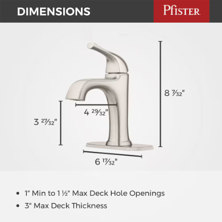 Pfister Ladera Single Handle 1 or 3 Hole Brushed Nickel Bathroom Sink Faucet/Tap (New)