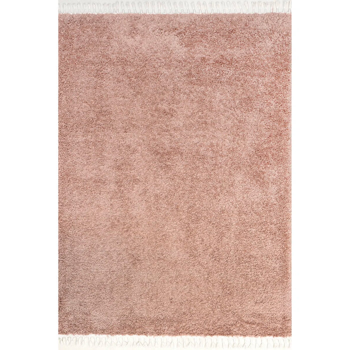 Laurel Solid Accent Shag Rug for Living Room Bedroom Dining Room Nursery Entryway, Blush Ivory - Rug Size Rectangle 3' x 5' 3" (NEW)
