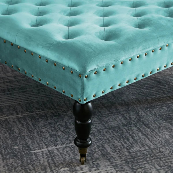 Leni 33" Velvet Square Tufted Cocktail Ottoman - Upholstery Colour Agate Green - CTOST183333AG