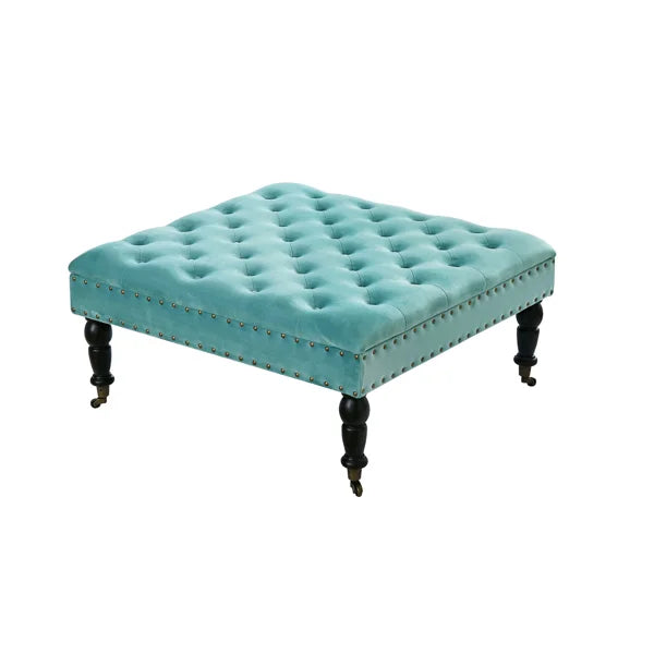 Leni 33" Velvet Square Tufted Cocktail Ottoman - Upholstery Colour Agate Green - CTOST183333AG