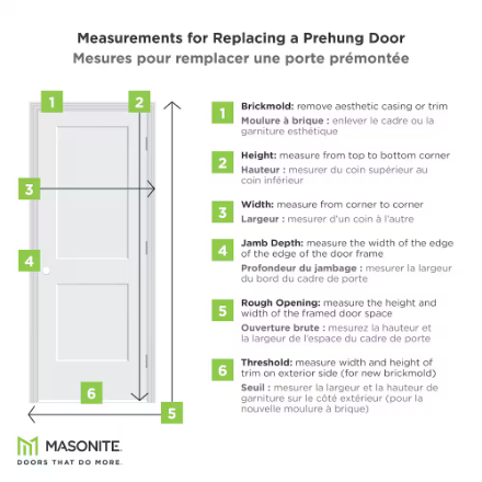 Masonite Lincoln Park 32-inch x 80-inch x 4 9/16-inch Pure White 1-Panel Solid Core Single PH Door LH (BH) (New)