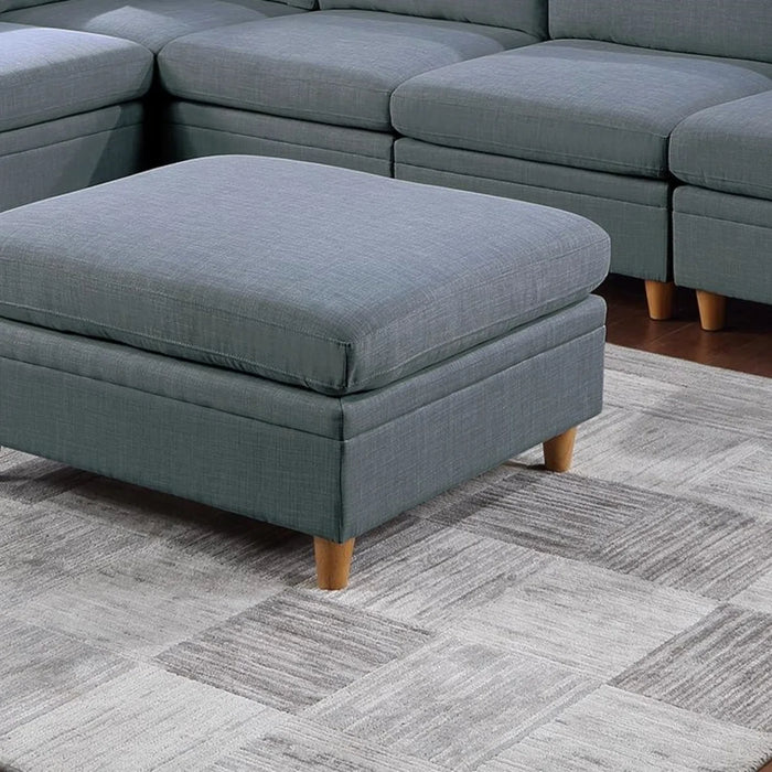 Living Room Furniture Ottoman Dorris Fabric 1Pc Cushion Ottomans Wooden Legs - Upholstery Colour Dark Grey - WS12ZX-B01147403