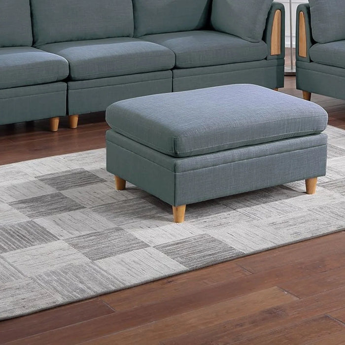 Living Room Furniture Ottoman Dorris Fabric 1Pc Cushion Ottomans Wooden Legs - Upholstery Colour Dark Grey - WS12ZX-B01147403