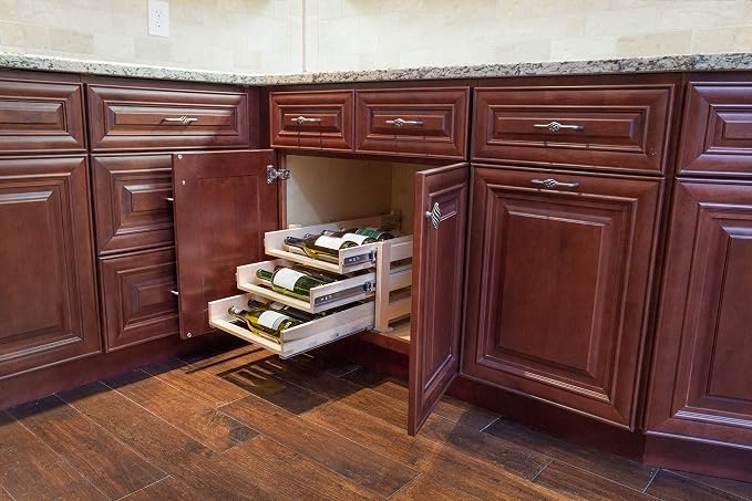 Wine Logic In-Cabinet Sliding Tray Wine Rack 18-Bottle, Solid Maple Wood (New)