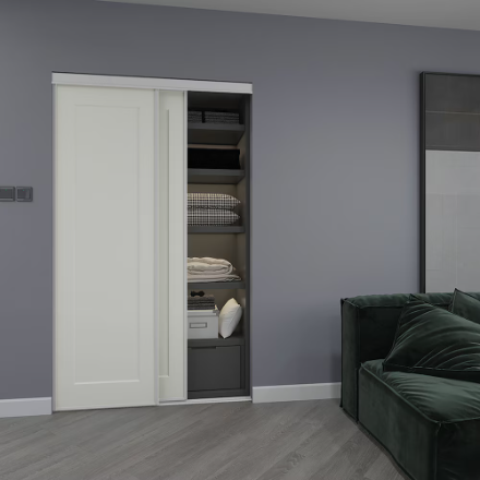 TRUporte 72-inch x 80 1/2-inch White 1-Panel MDF Sliding Closet door (New)
