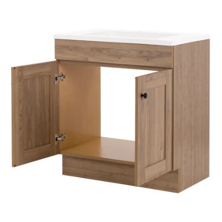 St. Paul Addison 30-inch W Bathroom Vanity in Sand Elm with Cultured Marble Vanity Sink Top (New)