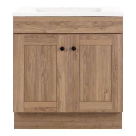 St. Paul Addison 30-inch W Bathroom Vanity in Sand Elm with Cultured Marble Vanity Sink Top (New)