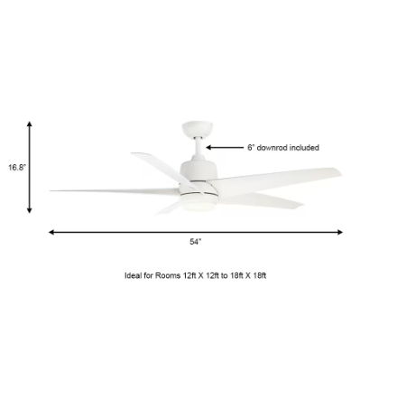 Mena 54-inch Indoor/Covered Outdoor Matte White Ceiling Fan with CCT Integrated LED Light Kit & Remote (New)
