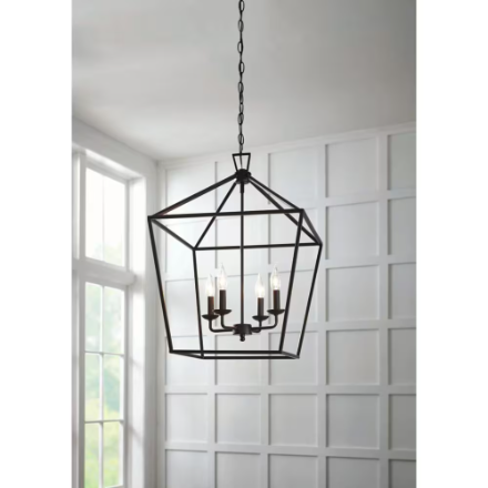 4-Light Black Metal Pendant (New)