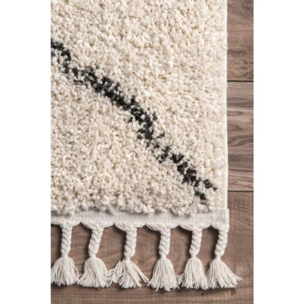 nuLOOM Jessie Moroccan Lattice Tassel Off White 5 ft. 3-inch x 7 ft. 7-inch Indoor Area Rug (New)