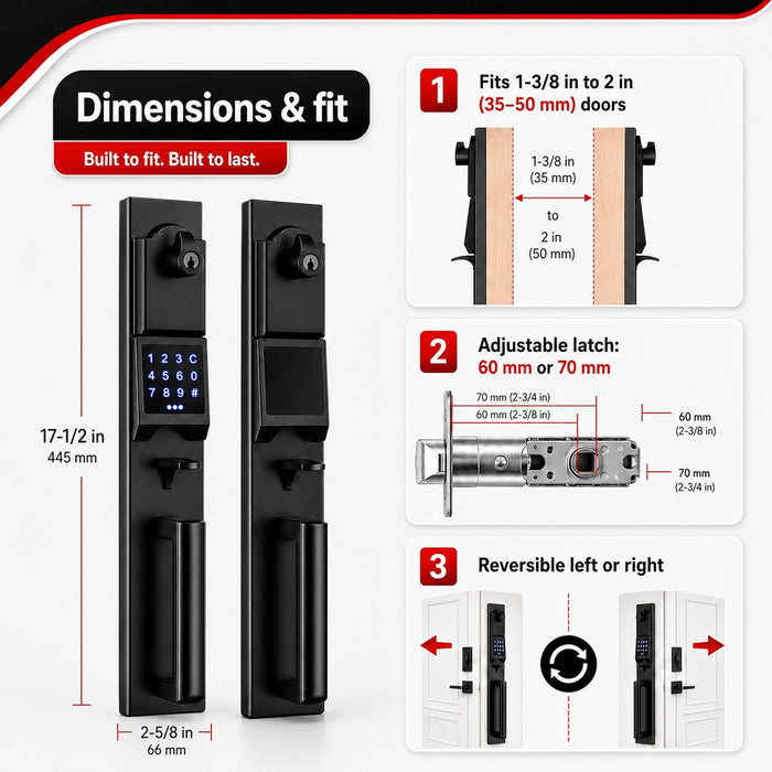 NEWBANG Smart Electronic Door Lockset with Keypad for Double Door,Keyless Electronic Front Door Handleset(Keyed & Dummy Set),MMDHST2016DB-E-SET-1, Matte Black (New)